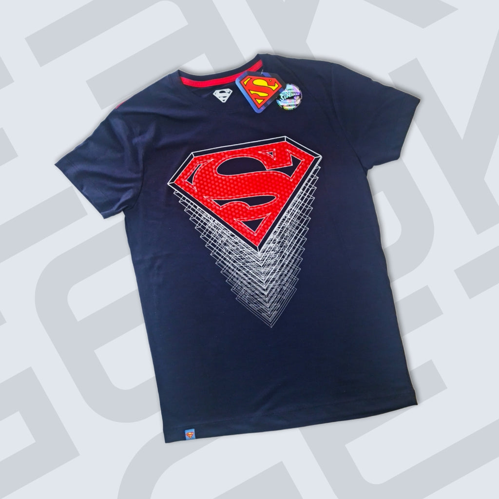 POLO SUPERMAN AZUL LOGO ROJO